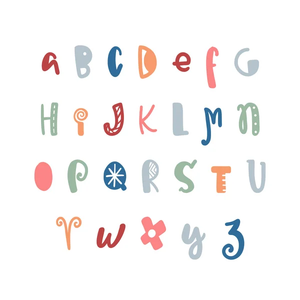 Lustiges handgezeichnetes buntes Alphabet — Stockvektor