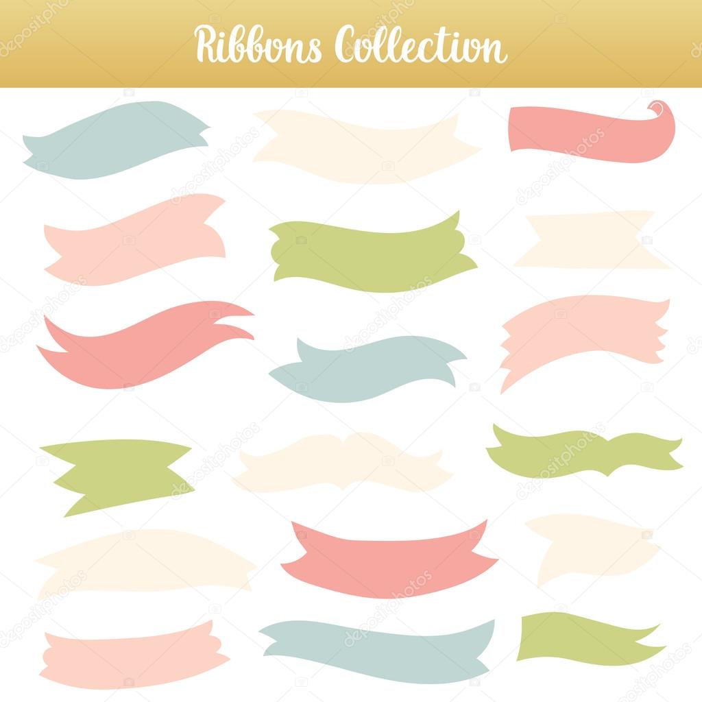 Vintage vector ribbons on white background