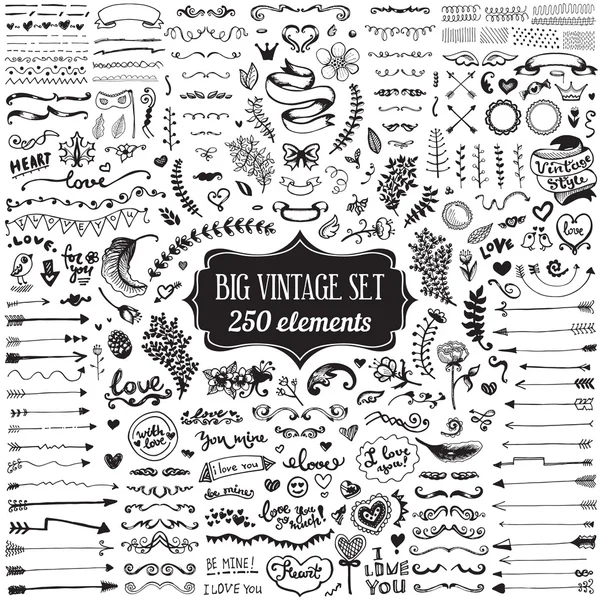 Big set of vintage elements — Stock Vector