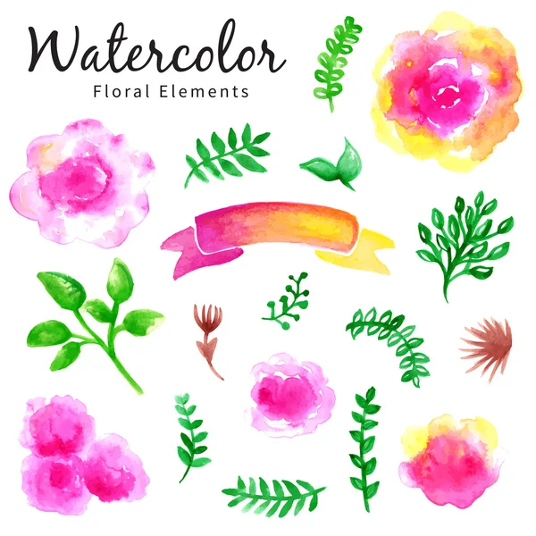 Acuarela vector floral conjunto — Vector de stock