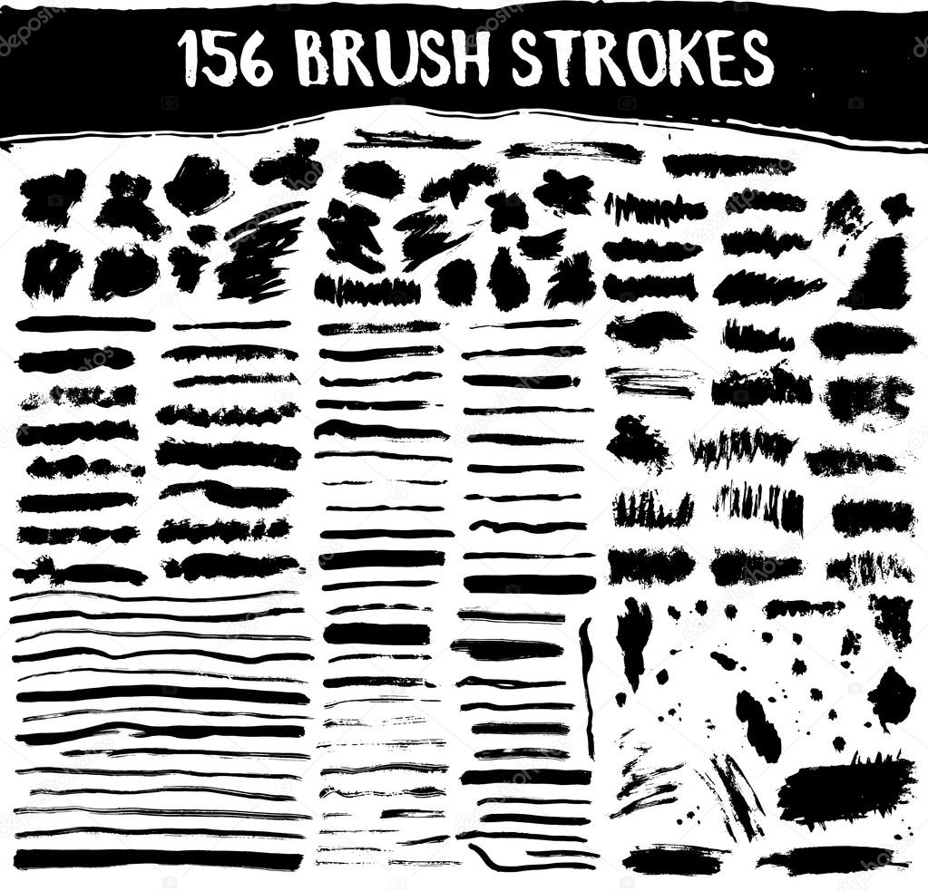 Brush strokes vector set