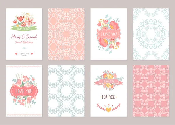 Romantique collection de cartes vintage — Image vectorielle