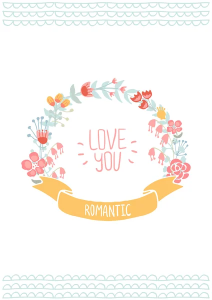 Tarjeta vintage romántica — Vector de stock