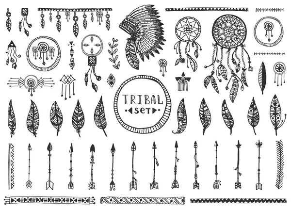 Big tribal vector elements collection — Stock Vector