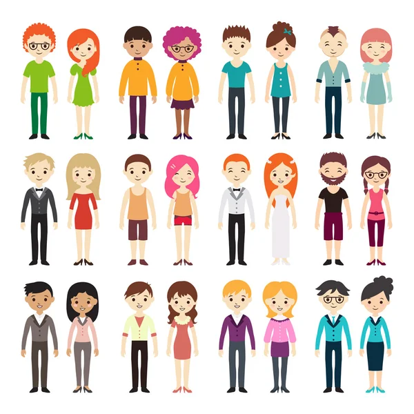Collection of different men and women — Stock Vector