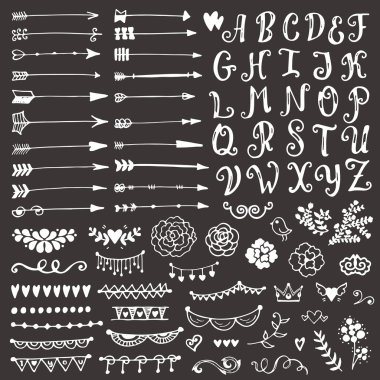 Vintage taslak öğeleri kümesi.