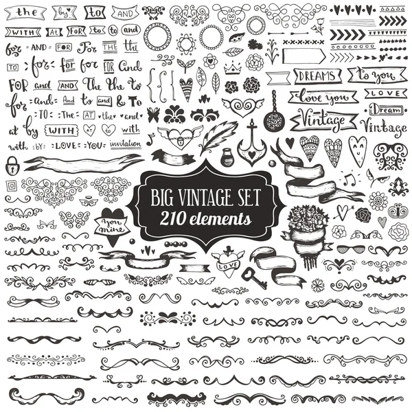 Big set of vintage elements. — Stock Vector