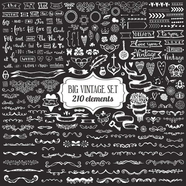 Big set of vintage elements. — Stock Vector