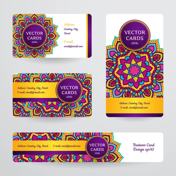 Business cards with mandala. — Stock Vector