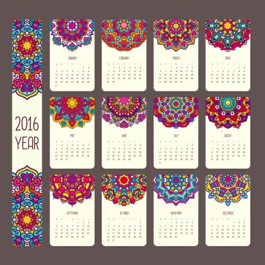 Takvim 2016 mandalalar ile