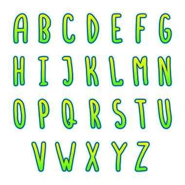 elle çizilmiş vektör alfabesi.