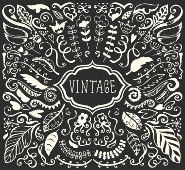 Vintage taslak öğeleri kümesi.