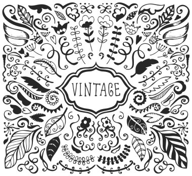 Vintage taslak öğeleri kümesi.