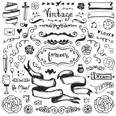 elle çizilmiş vektör alfabesi.