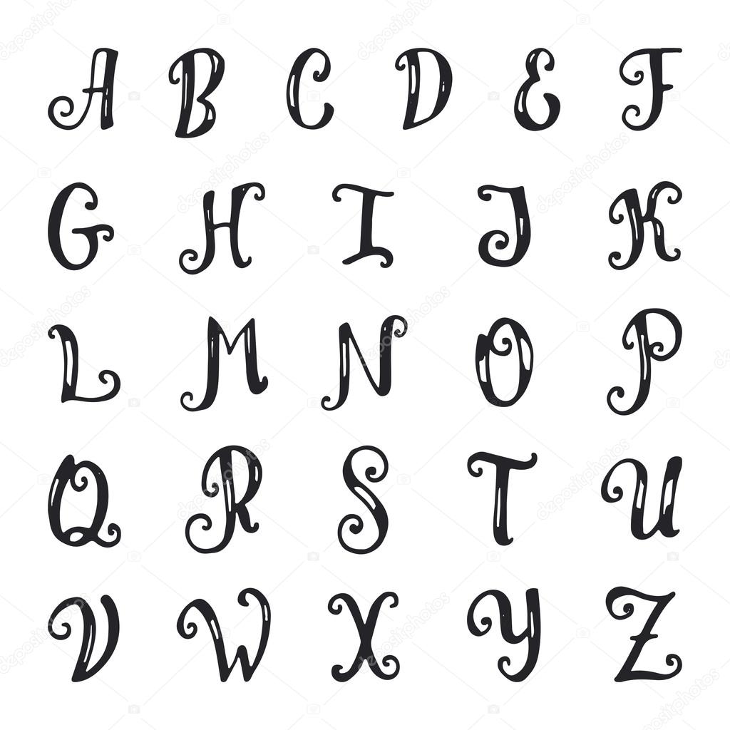 Hand drawn vector alphabet.