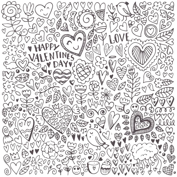 Valentines day sketch pattern — Stock Vector