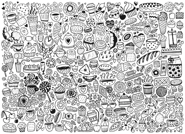 Doodle swith padrão com cupcakes — Vetor de Stock