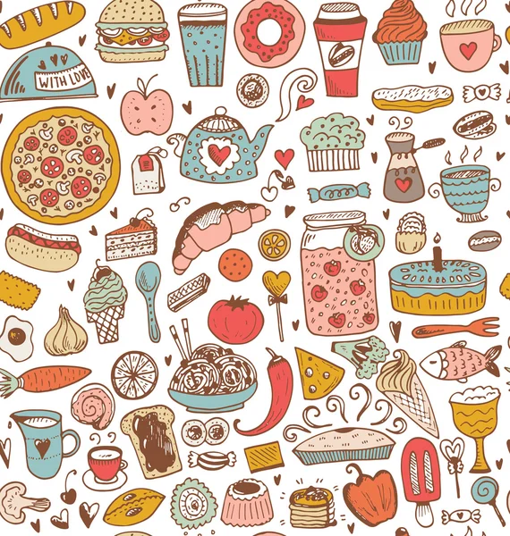 Безшовний ескіз їжі — стоковий вектор