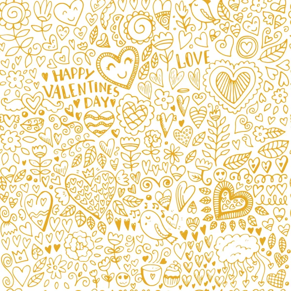 Valentines day seamless sketch pattern — Stock Vector