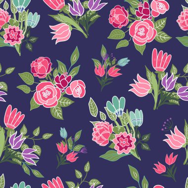 Dikişsiz çiçek desenli vektör arka plan