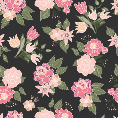 Dikişsiz çiçek desenli vektör arka plan