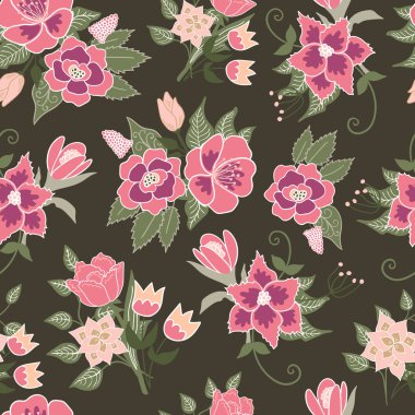 Dikişsiz çiçek desenli vektör arka plan