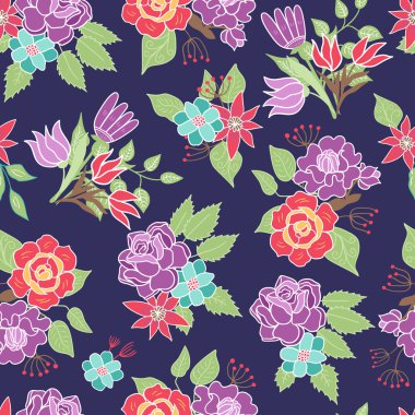 Dikişsiz çiçek desenli vektör arka plan