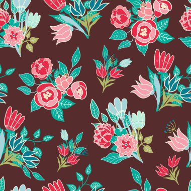 Dikişsiz çiçek desenli vektör arka plan