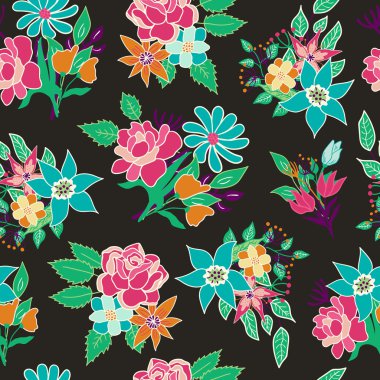 Dikişsiz çiçek desenli vektör arka plan