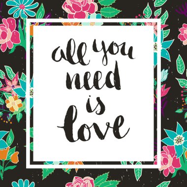 Romantik ifade ile vektör çiçek kartı