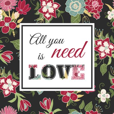 Romantik ifade ile vektör çiçek kartı