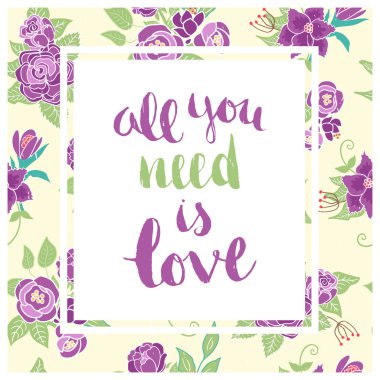 Romantik ifade ile vektör çiçek kartı