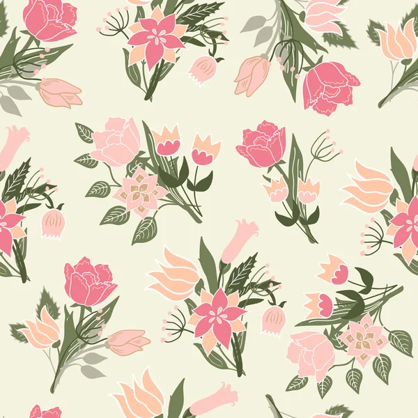 Padrão floral sem costura Vector fundo — Vetor de Stock