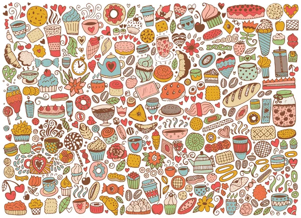 Doodle padrão sem costura com cupcakes — Vetor de Stock