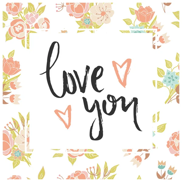 Tarjeta floral vectorial con frase — Vector de stock