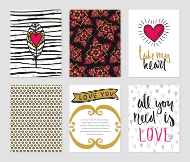 Romantik kartları koleksiyonu.