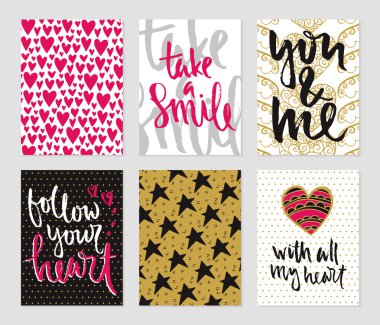 Romantik kartları koleksiyonu.