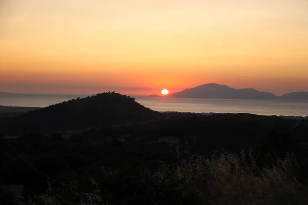 Puesta Sol Sobre Isla Cos Grecia — Foto de Stock