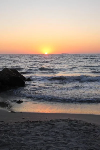 Solnedgång Över Havet Grekland — Stockfoto
