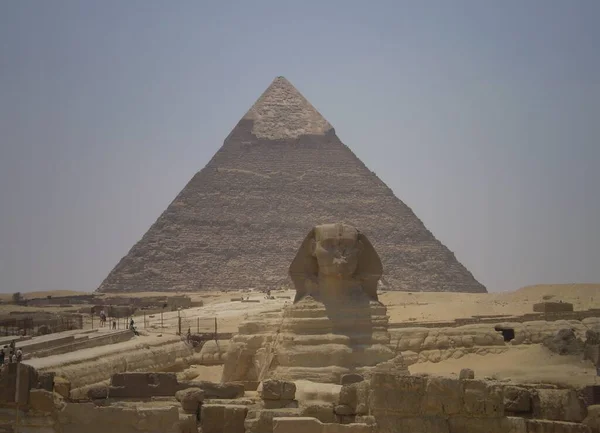 Sfinx Och Pyramid Giza Egypten — Stockfoto