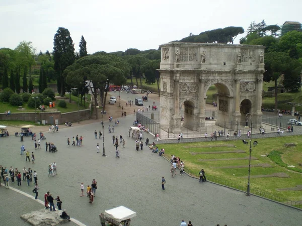 Uitzicht Vanaf Colosseum Bij Arch Contantine Rome Italië — Stockfoto