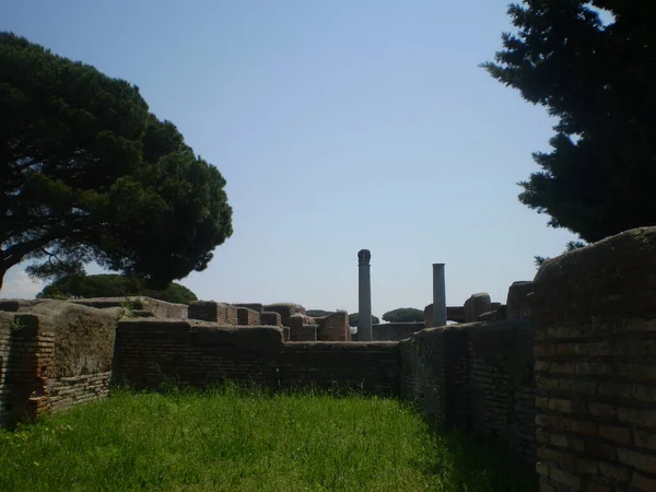 Romok Római Oszlopok Ostia Antica Olaszországban — Stock Fotó