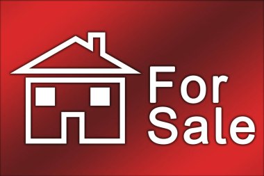 Kırmızı arkaplanda satılık tabela çizimi