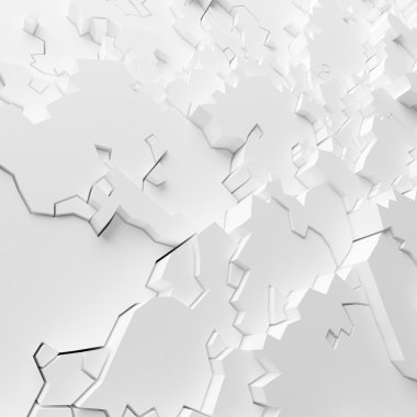 Çatlak duvar olarak geometrik beyaz soyut çokgenler