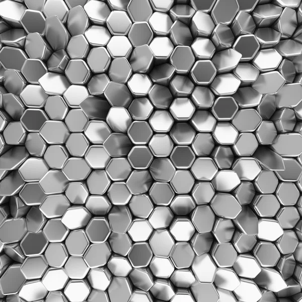 Chrome abstract hexagons backdrop. 3d rendering geometric polygons — Stock Photo, Image