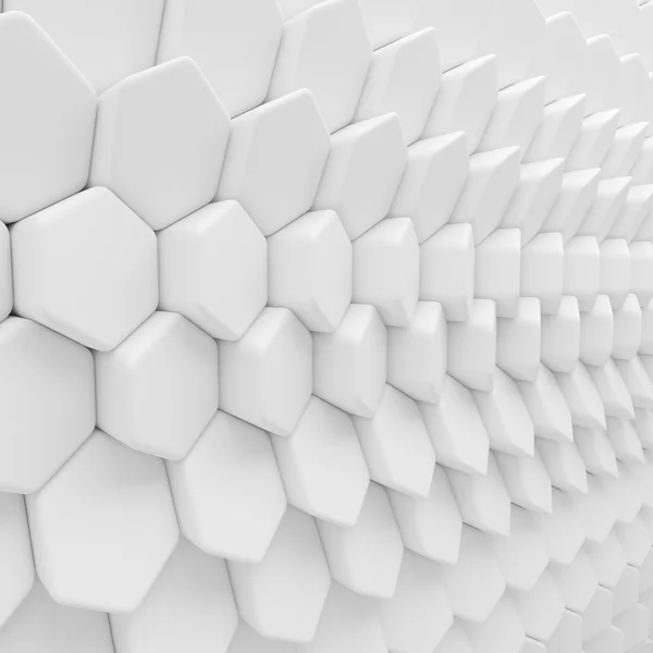 Weiße abstrakte Sechsecke Hintergrund. 3D-Darstellung geometrischer Polygone — Stockfoto