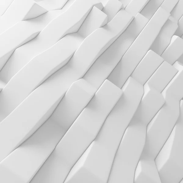 Тло білих абстрактних хвилястих смуг. 3D візуалізація геометричних багатокутників — стокове фото