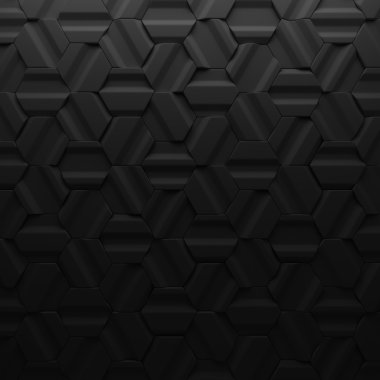 Soyut kareler siyah zemin. 3D render geometrik çokgenler