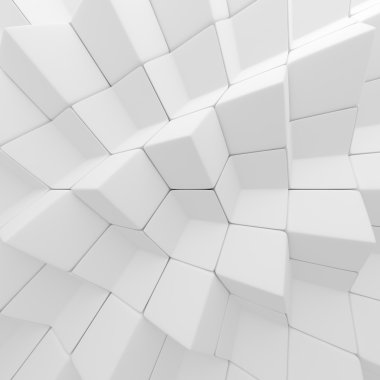 Beyaz soyut küpleri zemin. 3D render geometrik çokgenler