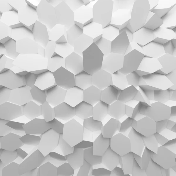 Weiße abstrakte Sechsecke Hintergrund. 3D-Darstellung geometrischer Polygone — Stockfoto